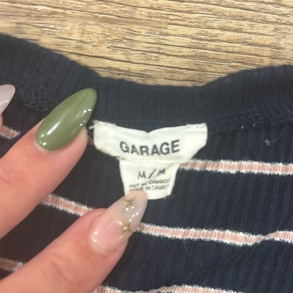 blue and pink striped cropped garage long sleeve. - Picture 2 of 2